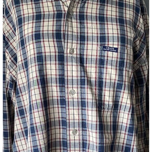 Chaps Ralph Lauren Dress Shirt Men’s Size Large Button Down Long Sleeve Plaid - Picture 2 of 6